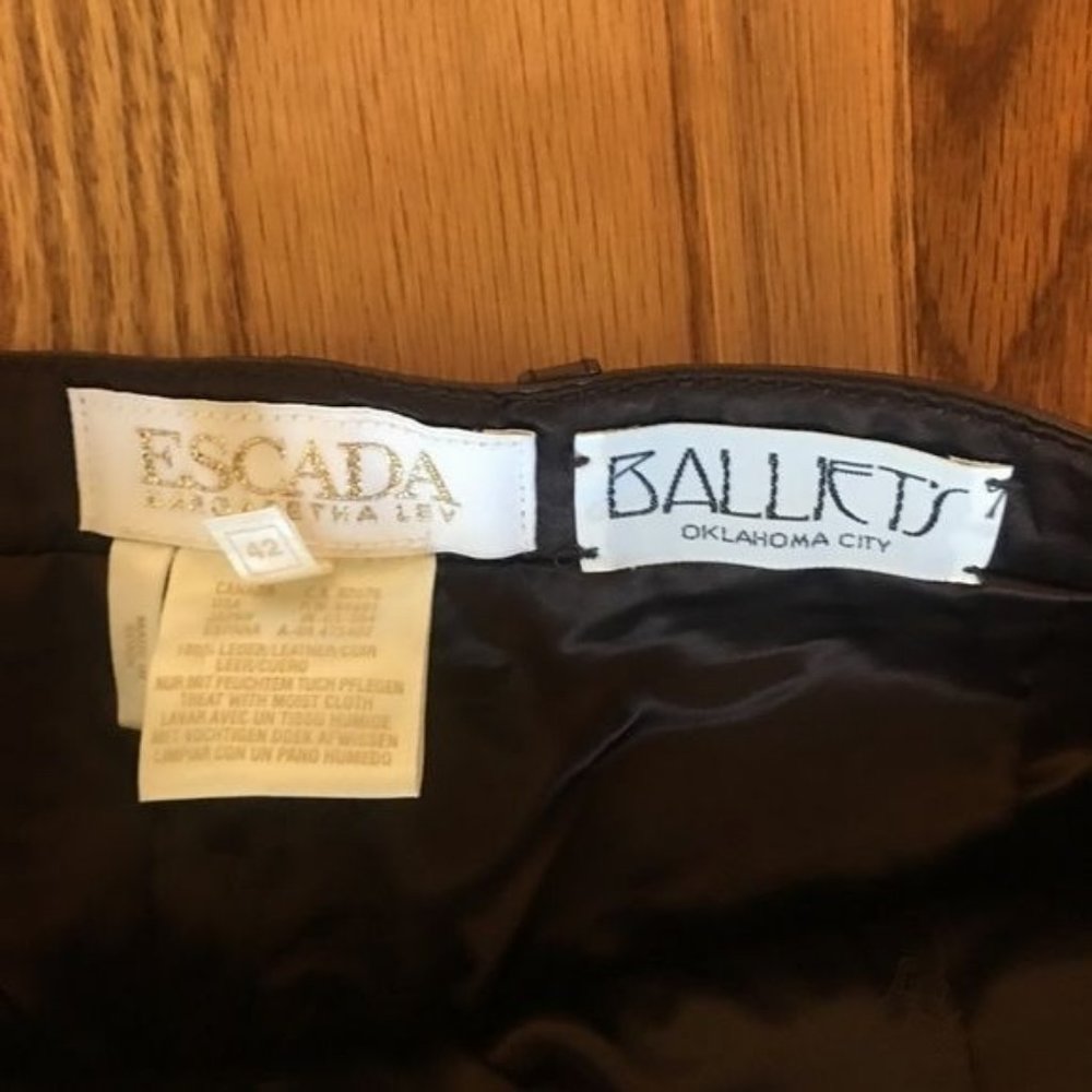 Escada Brown Leather Pants - Picture 4 of 8